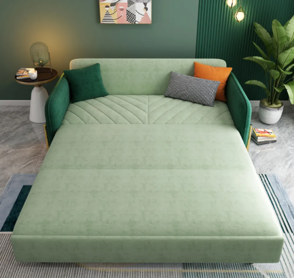 King Bed Sofa Green Upholstered Convertible Sofa
