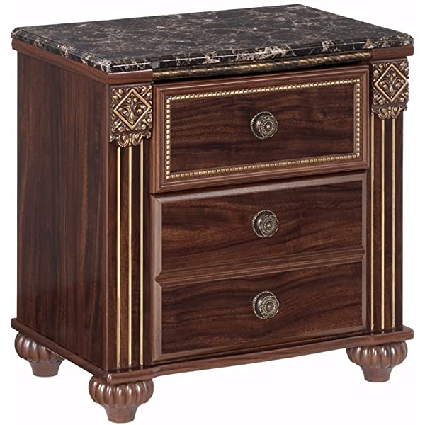 Signature Design by Ashley Leahlyn Traditional 2 Drawer Nightstand, Warm Brown, 25