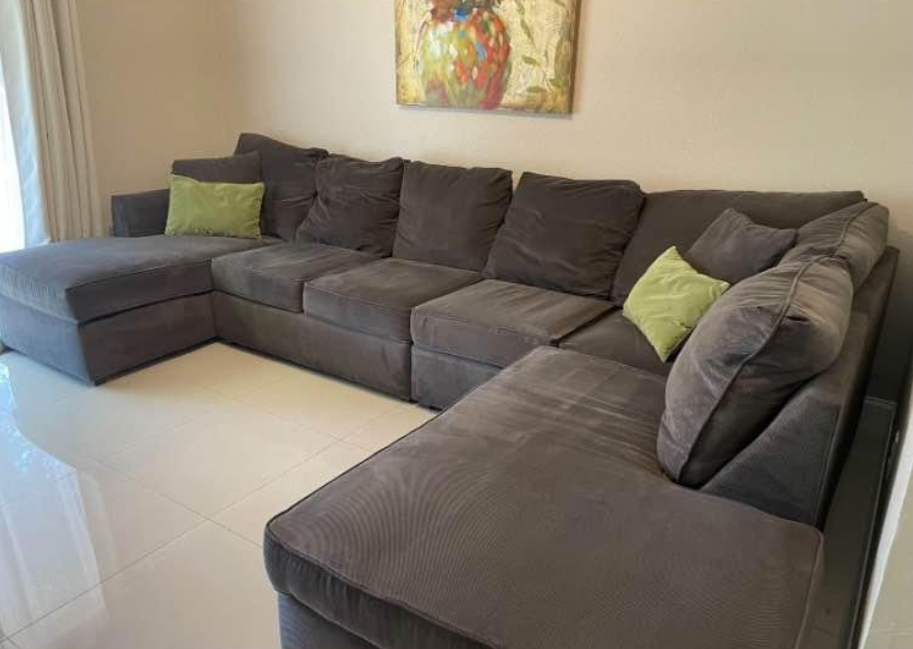 Kevin Charles 5-Piece fabric sectional couch with left and right side chaise.