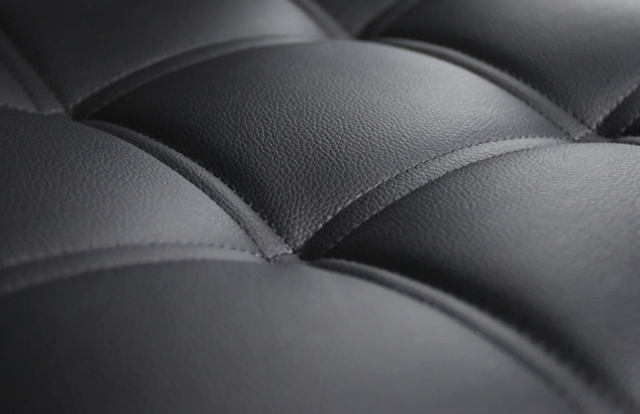 Modern Square PU Leather Adjustable Bar Stools with Back,Set of 2,Counter Height Swivel Stool by Leopard (Black)