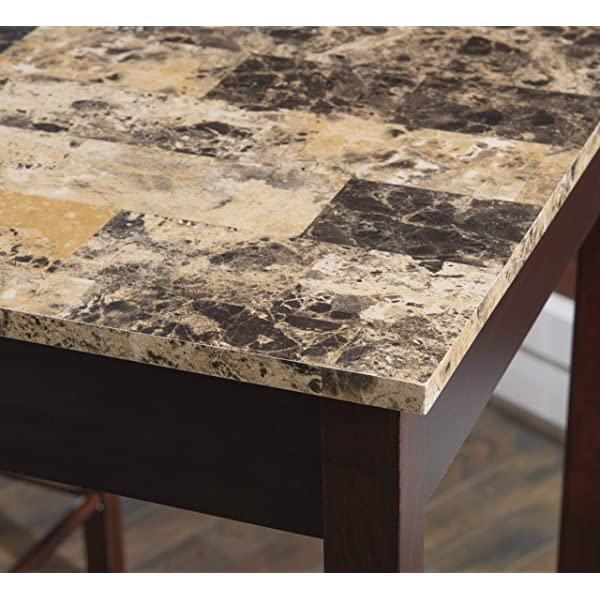 Linon Black 3 Piece Faux Marble Tavern Set