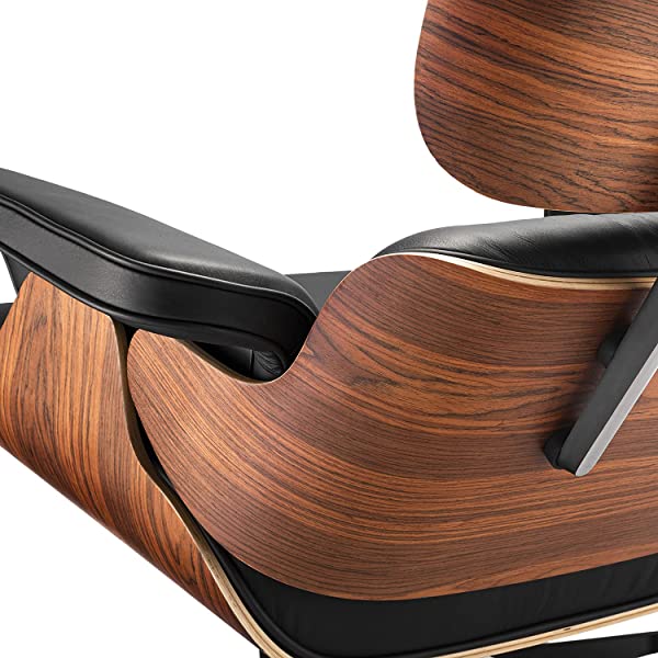 Mid Century Lounge Chair and Ottoman, Modern Chair Classic Design, Top Grain Leather Palisander Wood, Heavy Duty Base Support for Living Room, Study, Lounge, Office (Nomal, Style1-1) Nomal Style1-1