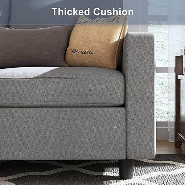 HONBAY Convertible Sectional Sofa Couch, L-Shaped Couch with Modern Linen Fabric for Small Space Dark Grey