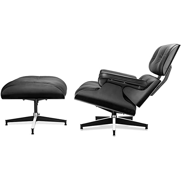 Mid Century Lounge Chair and Ottoman, Modern Chair Classic Design, Top Grain Leather Palisander Wood, Heavy Duty Base Support for Living Room, Study, Lounge, Office (Nomal, Style1-1) Nomal Style1-1
