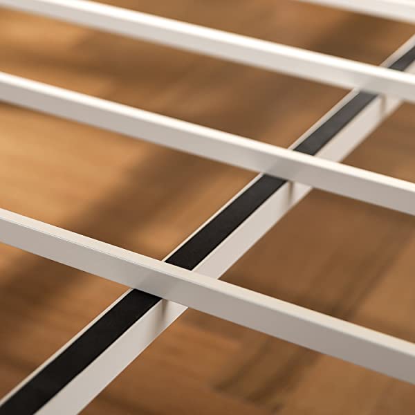 Zinus Geraldine 12 inch White Metal Platform Bed Frame with Headboard and Footboard / Premium Steel Slat Support / Mattress Foundation, Full White Full Bed Frame