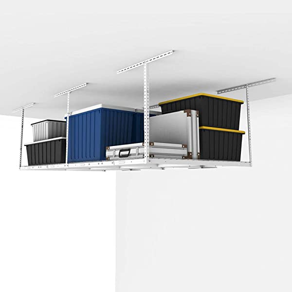 FLEXIMOUNTS 4x8 Overhead Garage Storage Rack Adjustable Ceiling Garage Rack Heavy Duty, 96