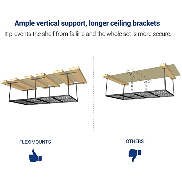 FLEXIMOUNTS 4x8 Overhead Garage Storage Rack Adjustable Ceiling Garage Rack Heavy Duty, 96