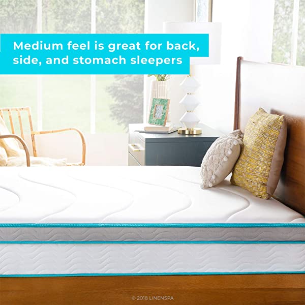 Linenspa 8 Inch Memory Foam and Innerspring Hybrid Medium-Firm Mattress -Full Mattress Full 8 Inch Mattress Only
