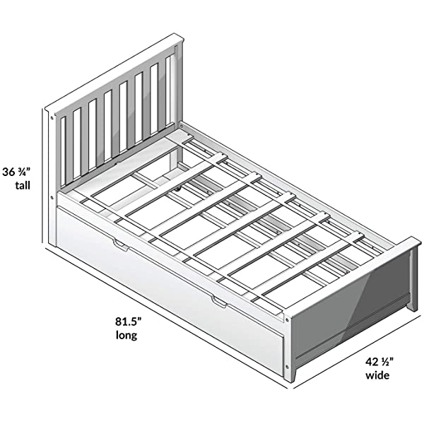 Max & Lily Twin Bed with Trundle, White White Bed with Trundle