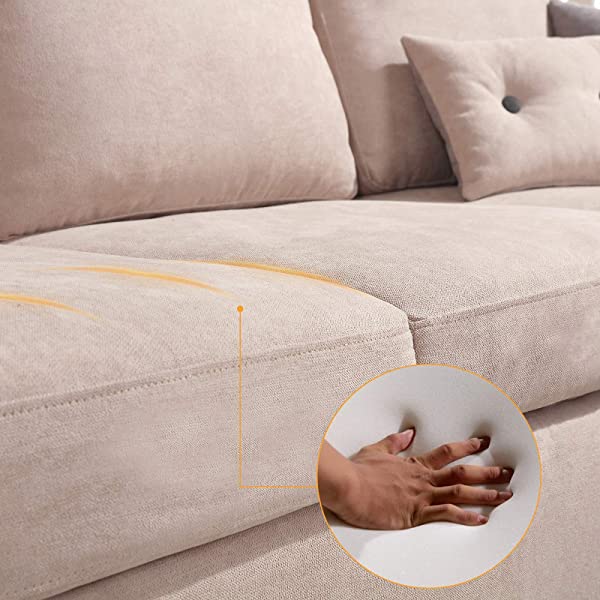 HONBAY Convertible Sectional Sofa Couch, L-Shaped Couch with Modern Linen Fabric for Small Space Dark Grey