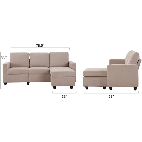 HONBAY Convertible Sectional Sofa Couch, L-Shaped Couch with Modern Linen Fabric for Small Space Dark Grey