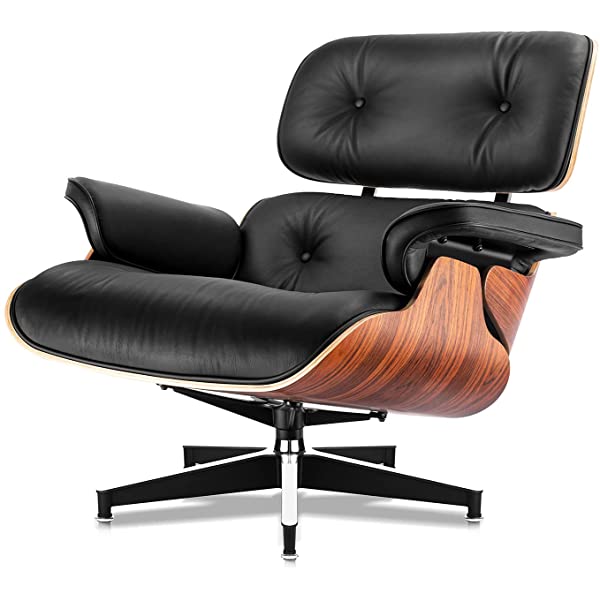 Mid Century Lounge Chair and Ottoman, Modern Chair Classic Design, Top Grain Leather Palisander Wood, Heavy Duty Base Support for Living Room, Study, Lounge, Office (Nomal, Style1-1) Nomal Style1-1