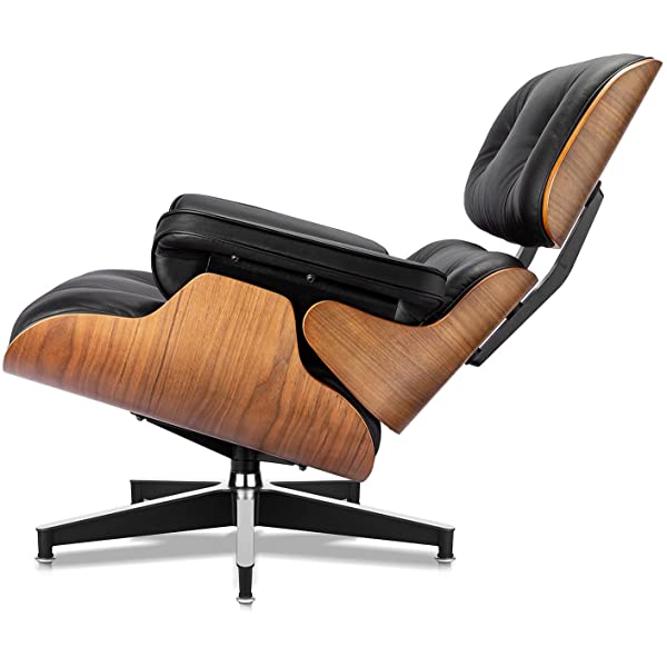Mid Century Lounge Chair and Ottoman, Modern Chair Classic Design, Top Grain Leather Palisander Wood, Heavy Duty Base Support for Living Room, Study, Lounge, Office (Nomal, Style1-1) Nomal Style1-1