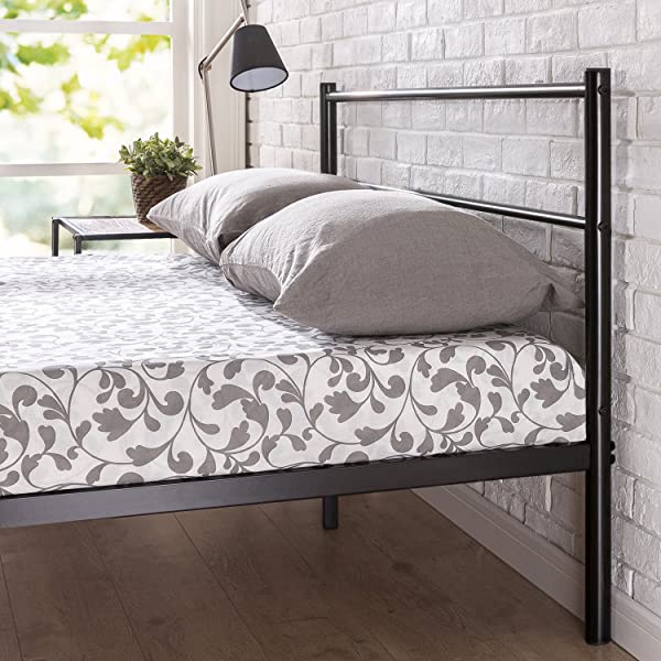 Zinus Geraldine 12 inch White Metal Platform Bed Frame with Headboard and Footboard / Premium Steel Slat Support / Mattress Foundation, Full White Full Bed Frame