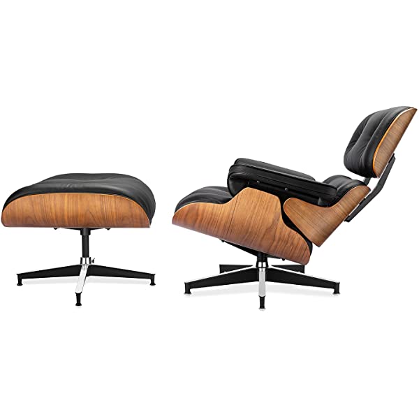 Mid Century Lounge Chair and Ottoman, Modern Chair Classic Design, Top Grain Leather Palisander Wood, Heavy Duty Base Support for Living Room, Study, Lounge, Office (Nomal, Style1-1) Nomal Style1-1