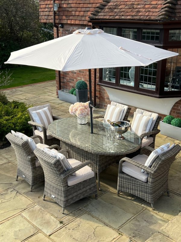 6 Savannah Armchairs 1.8 mtr Oval Set