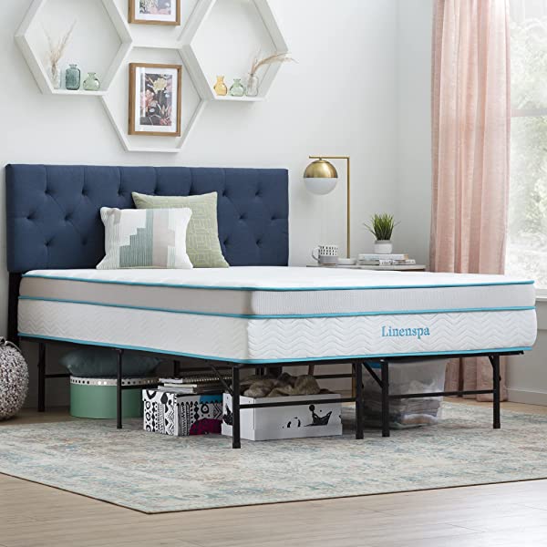 Linenspa 8 Inch Memory Foam and Innerspring Hybrid Medium-Firm Mattress -Full Mattress Full 8 Inch Mattress Only