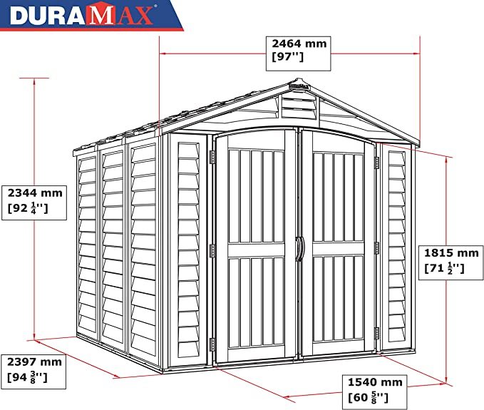 8’ x 8’ Plastic Garden Storage Shed Adobe & Brown Fire Retardant & All-Weather